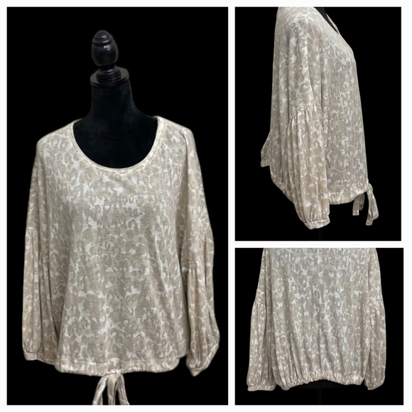 Vintage Havana leopard print, crew neck, cropped blouse with a tie front Sz S - Picture 1 of 7